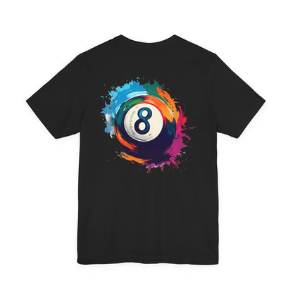 8 Ball Splash T‑Shirt — Colorful Pool Billiards Tee
