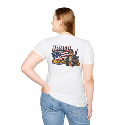Armed and Disciplined T-Shirt — Patriotic Rifle Graphic Tee