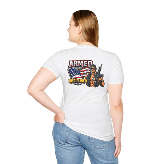 Armed and Disciplined T-Shirt — Patriotic Rifle Graphic Tee