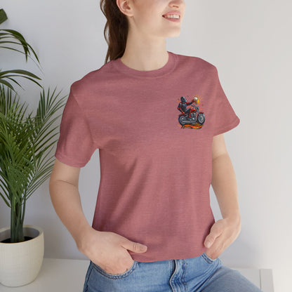 Motorcycle T‑Shirt with Beer Mug Graphic