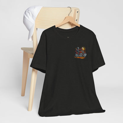 Motorcycle T‑Shirt with Beer Mug Graphic