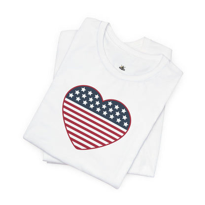 Patriotic Heart T-Shirt — American Flag Heart Tee for 4th of July & Independence Day