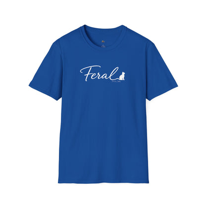 Feral Cat Script Tee — Minimal Cat Silhouette T-Shirt