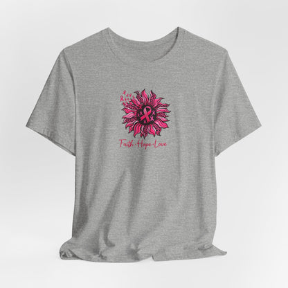 Faith Hope Love Floral Tee — Inspirational Women's Short Sleeve Shirt