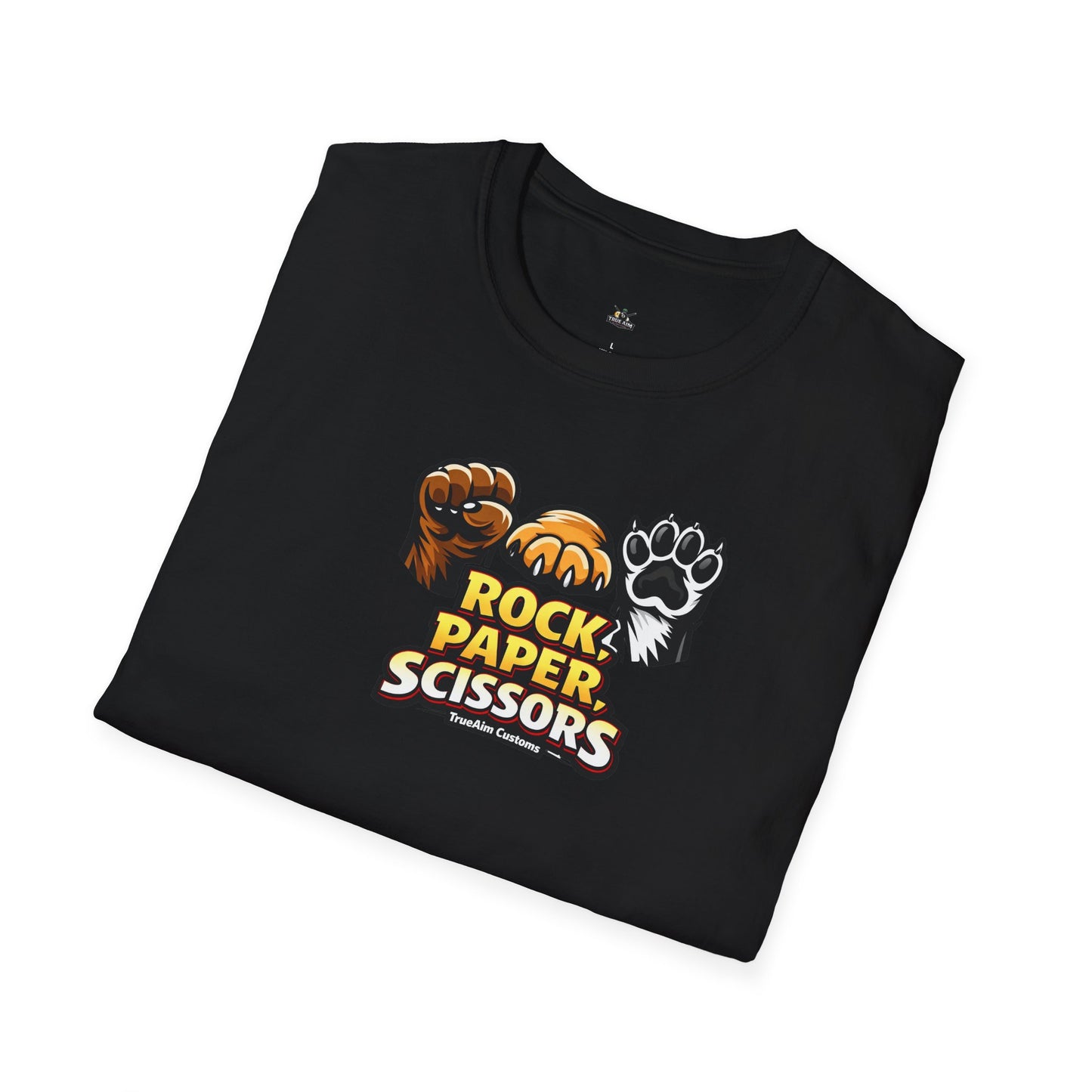 Rock Paper Scissors Paw Print T-Shirt — Cute Animal Game Graphic Tee