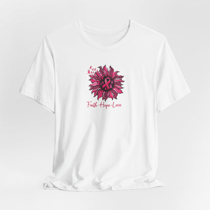 Faith Hope Love Floral Tee — Inspirational Women's Short Sleeve Shirt