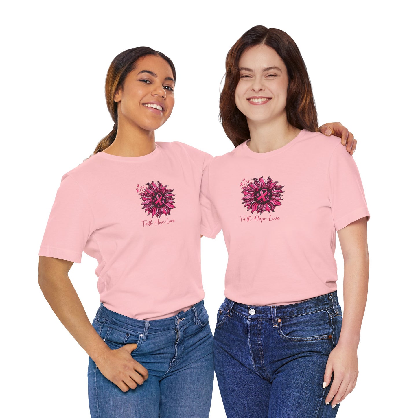 Faith Hope Love Floral Tee — Inspirational Women's Short Sleeve Shirt