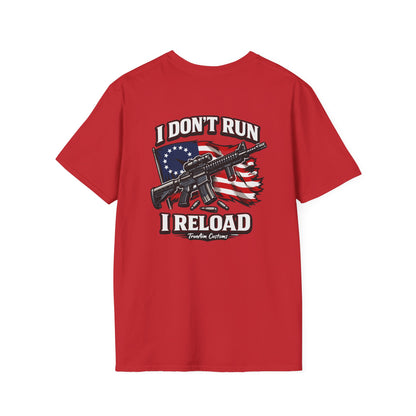 American Flag, AR 15- I don't run I reload 2A tee shirt unisex