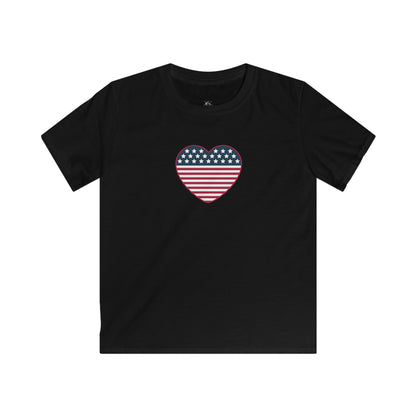 Kids Tee — American Flag Heart Graphic (Patriotic 4th of July Kids Shirt)