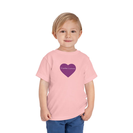 Toddler Tee — Purple Heart Graphic Kids Shirt, Cute Valentine's or Everyday Baby Gift
