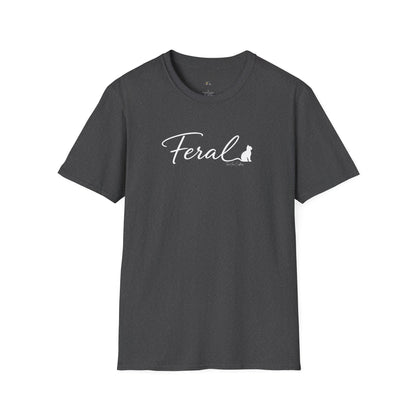 Feral Cat Script Tee — Minimal Cat Silhouette T-Shirt
