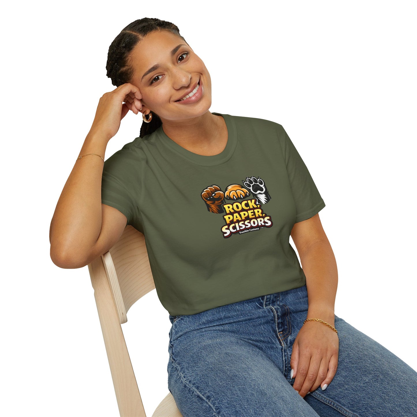 Rock Paper Scissors Paw Print T-Shirt — Cute Animal Game Graphic Tee
