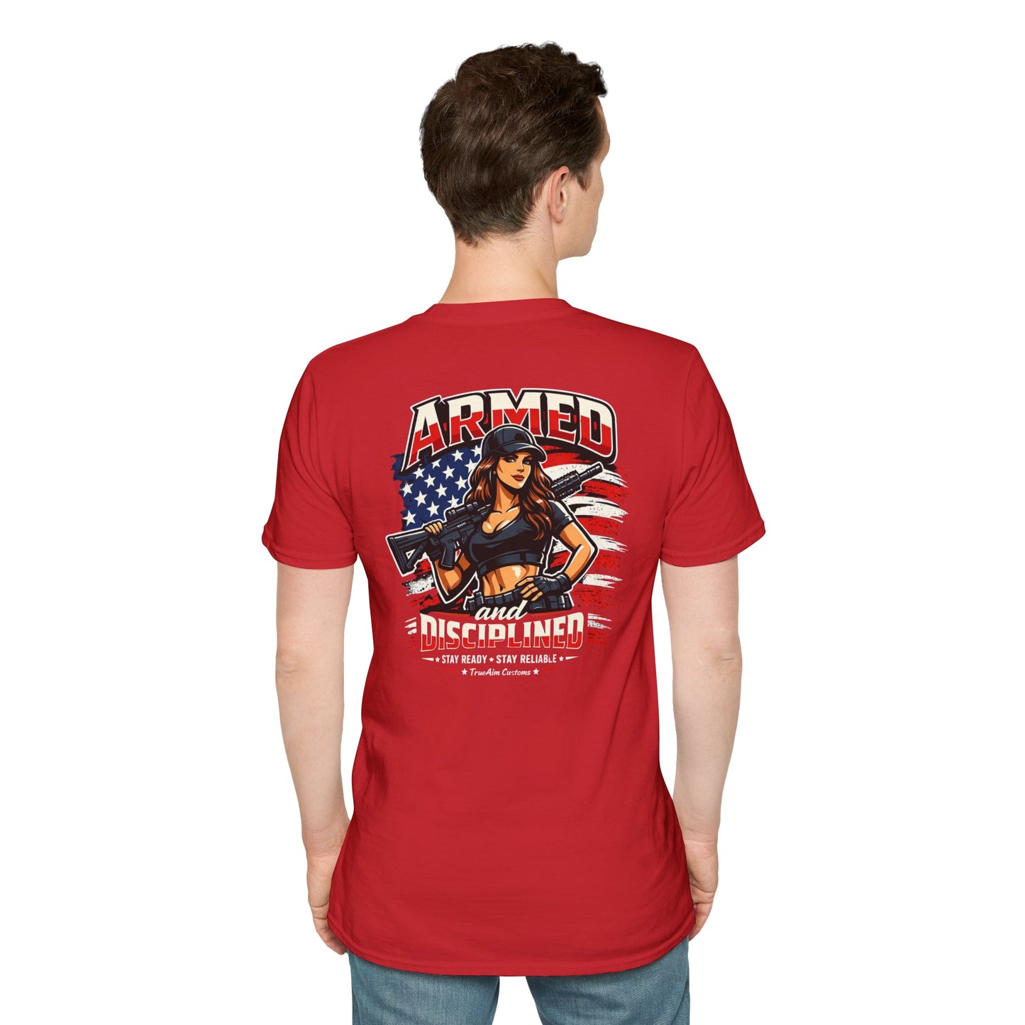 "Female Armed and Disciplined" Patriotic Flag Design t shirt