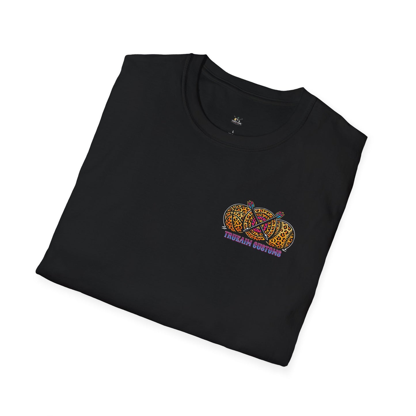 Custom T-Shirt — 'TrueAim Customs' Logo with Leopard Dartboard Design