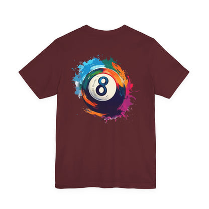 8 Ball Splash T‑Shirt — Colorful Pool Billiards Tee