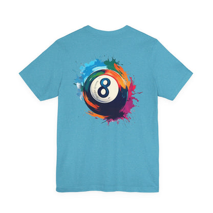 8 Ball Splash T‑Shirt — Colorful Pool Billiards Tee