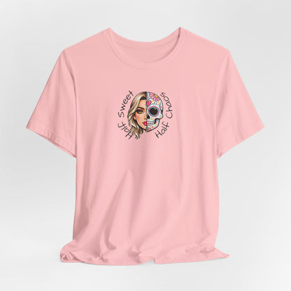 Half Sweet Half Chaos T-Shirt — Day of the Dead Skull Girl Graphic Tee