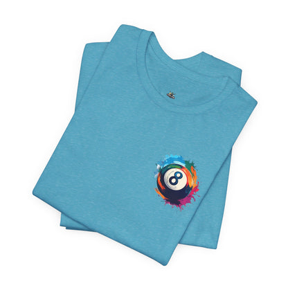 8 Ball Splash T‑Shirt — Colorful Pool Billiards Tee
