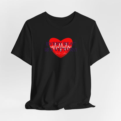 Every Beat is a Victory Heartbeat T-Shirt – Heart Ribbon EKG Awareness Tee