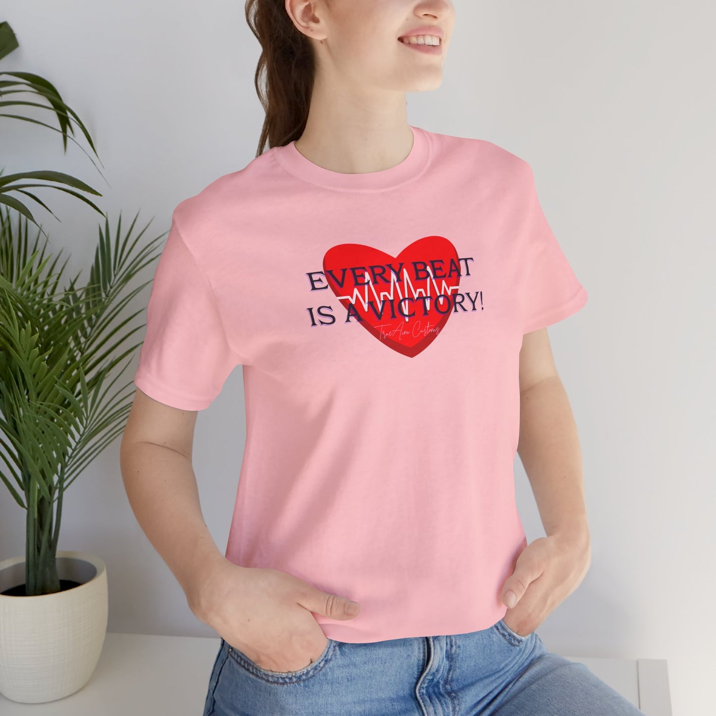 Every Beat is a Victory Heartbeat T-Shirt – Heart Ribbon EKG Awareness Tee
