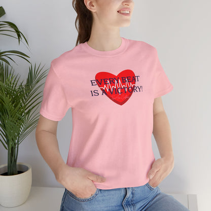 Every Beat is a Victory Heartbeat T-Shirt – Heart Ribbon EKG Awareness Tee