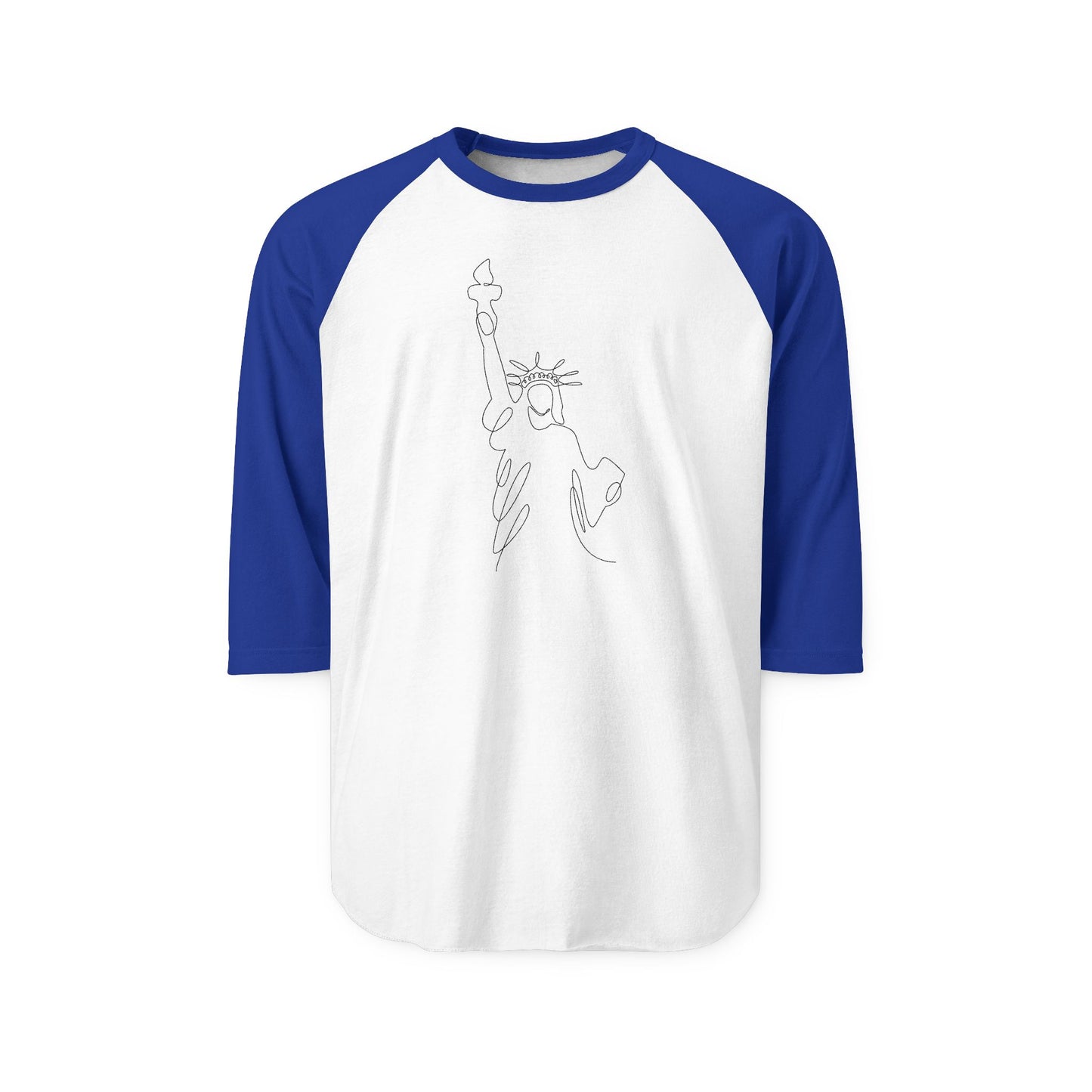 Statue of Liberty Line Art Raglan Shirt - Minimalist NYC Pride 3/4 Sleeve