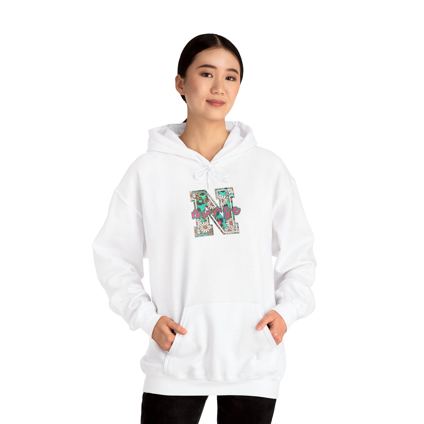 Floral Monogram 'N' Nurse Hoodie — Vintage Rose Letter Sweatshirt