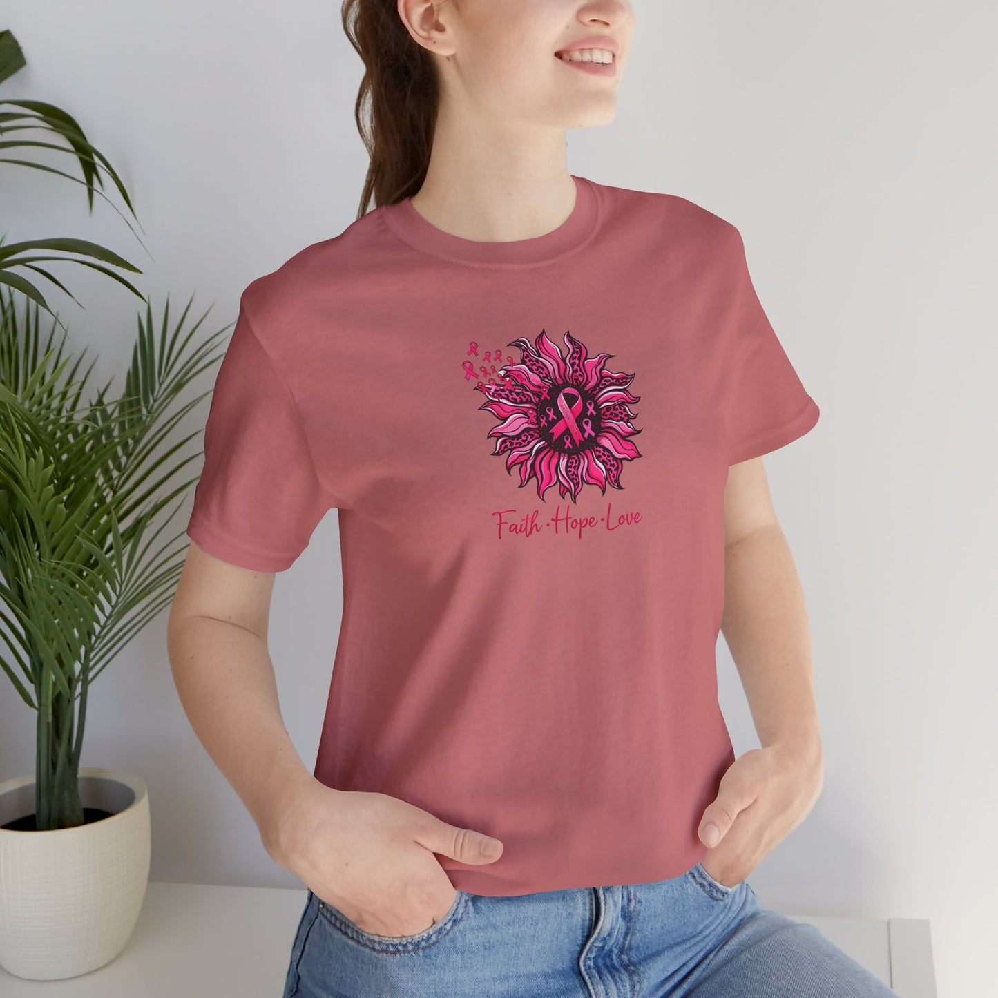Faith Hope Love Floral Tee — Inspirational Women's Short Sleeve Shirt