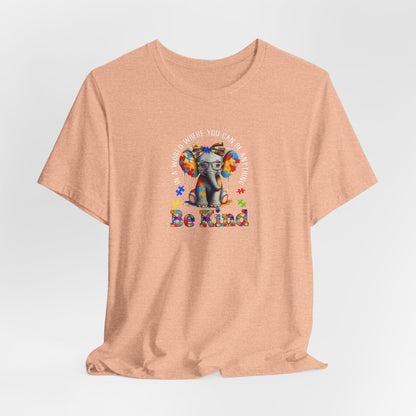 Be Kind Elephant T-Shirt — Colorful Puzzle Piece Autism Awareness Tee