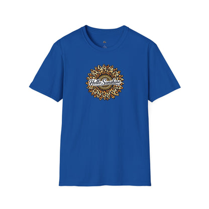 Hello Sunshine Leopard print sunflower unisex tee shirt