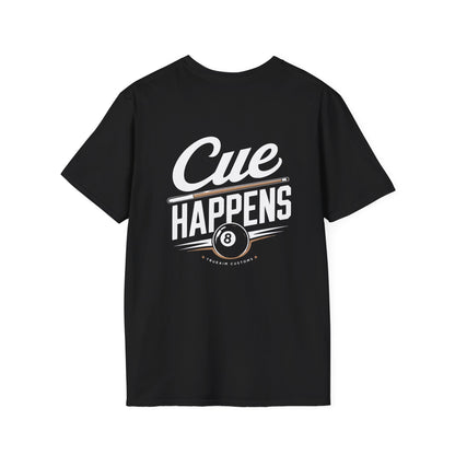 Cue Happens T-Shirt — Pool Billiards Graphic Tee (True Aim)