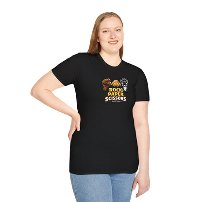 Rock Paper Scissors Paw Print T-Shirt — Cute Animal Game Graphic Tee