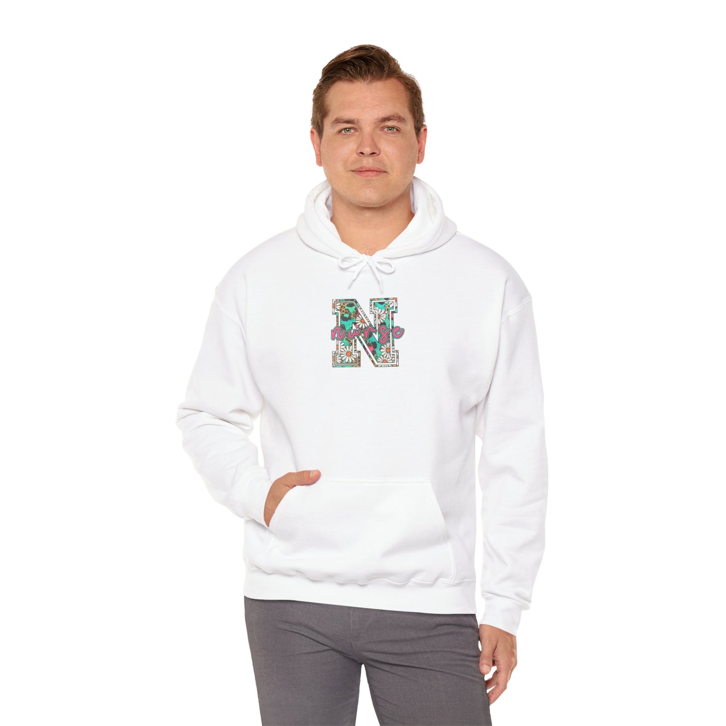Floral Monogram 'N' Nurse Hoodie — Vintage Rose Letter Sweatshirt