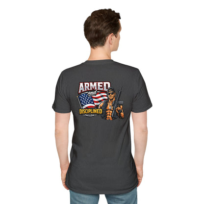 Armed and Disciplined T-Shirt — Patriotic Rifle Graphic Tee
