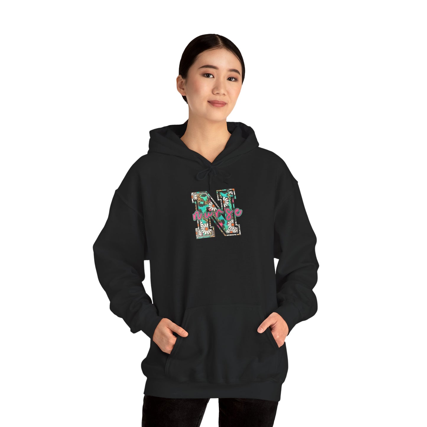 Floral Monogram 'N' Nurse Hoodie — Vintage Rose Letter Sweatshirt