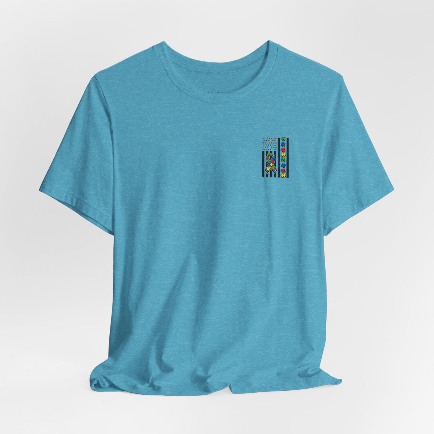 Autism Awareness Flag T-Shirt — Puzzle Ribbon Support Tee