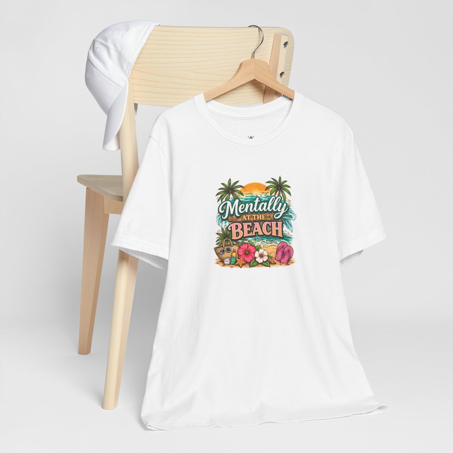 Mentally at the Beach Tee – Tropical Sunset Palm Vacation T-Shirt