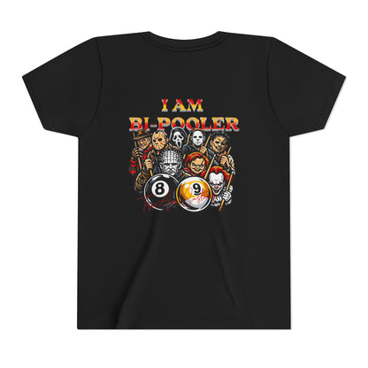 Youth AND TEEN Tee — "I Am Bi-Pooler" Horror Characters 8-Ball Billiards Graphic