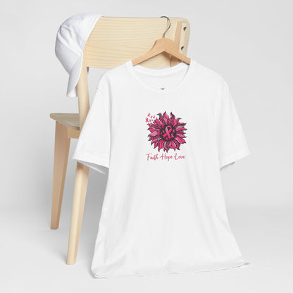 Faith Hope Love Floral Tee — Inspirational Women's Short Sleeve Shirt