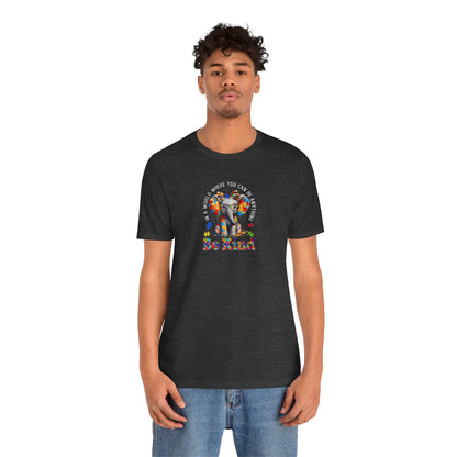 Be Kind Elephant T-Shirt — Colorful Puzzle Piece Autism Awareness Tee