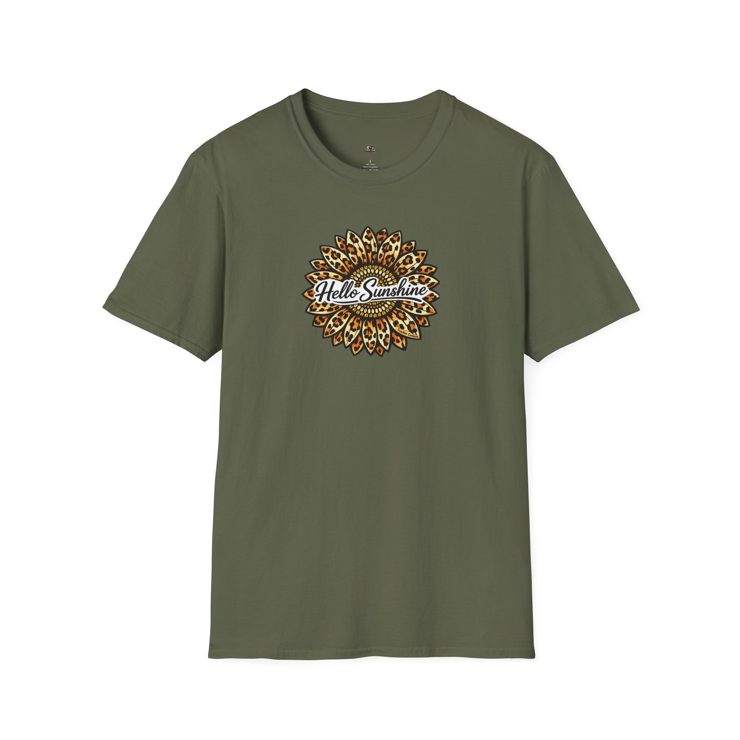 Hello Sunshine Leopard print sunflower unisex tee shirt