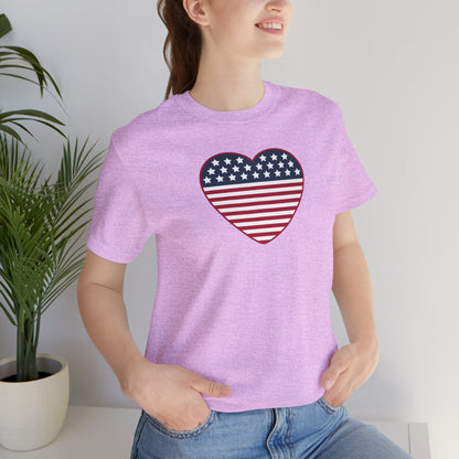 Patriotic Heart T-Shirt — American Flag Heart Tee for 4th of July & Independence Day