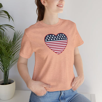 Patriotic Heart T-Shirt — American Flag Heart Tee for 4th of July & Independence Day