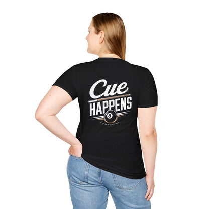 Cue Happens T-Shirt — Pool Billiards Graphic Tee (True Aim)