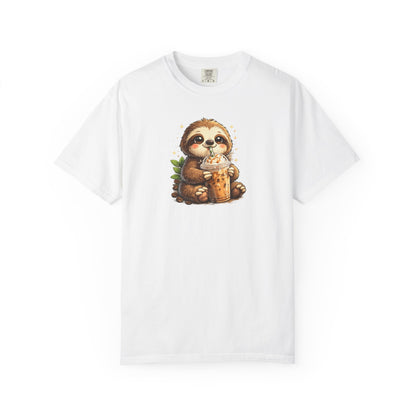 Cute Sloth Holding Coffee T-Shirt — Adorable Cozy Animal Tee