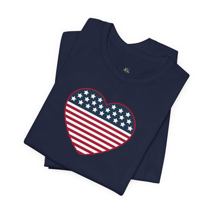 Patriotic Heart T-Shirt — American Flag Heart Tee for 4th of July & Independence Day