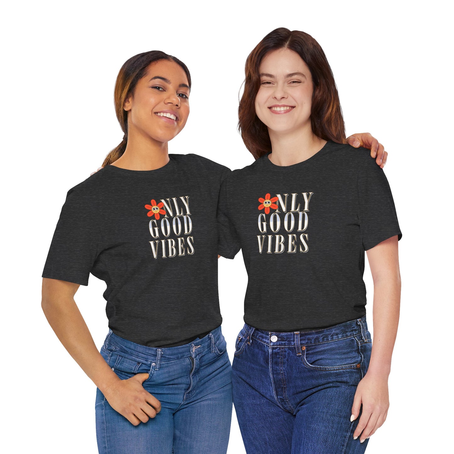 Good Vibes Floral Tee — 'Only Good Vibes' Graphic T‑Shirt- matching Adult Tee
