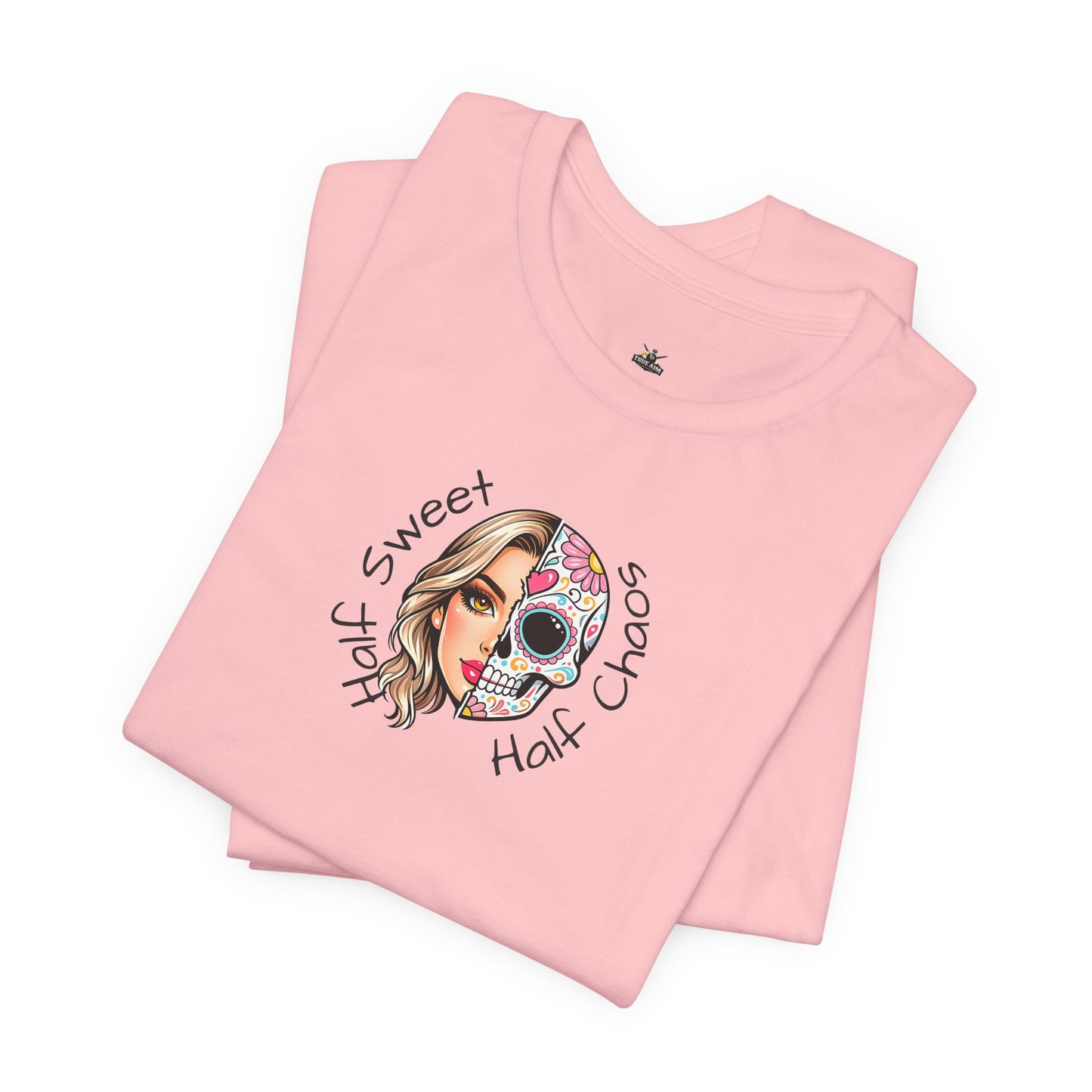 Half Sweet Half Chaos T-Shirt — Day of the Dead Skull Girl Graphic Tee