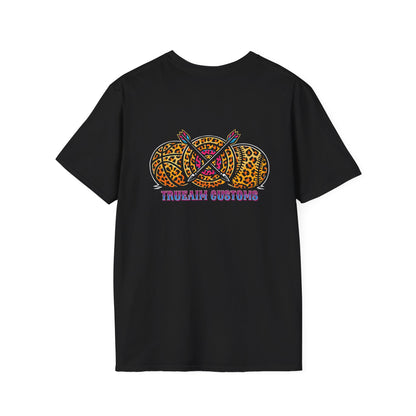 Custom T-Shirt — 'TrueAim Customs' Logo with Leopard Dartboard Design