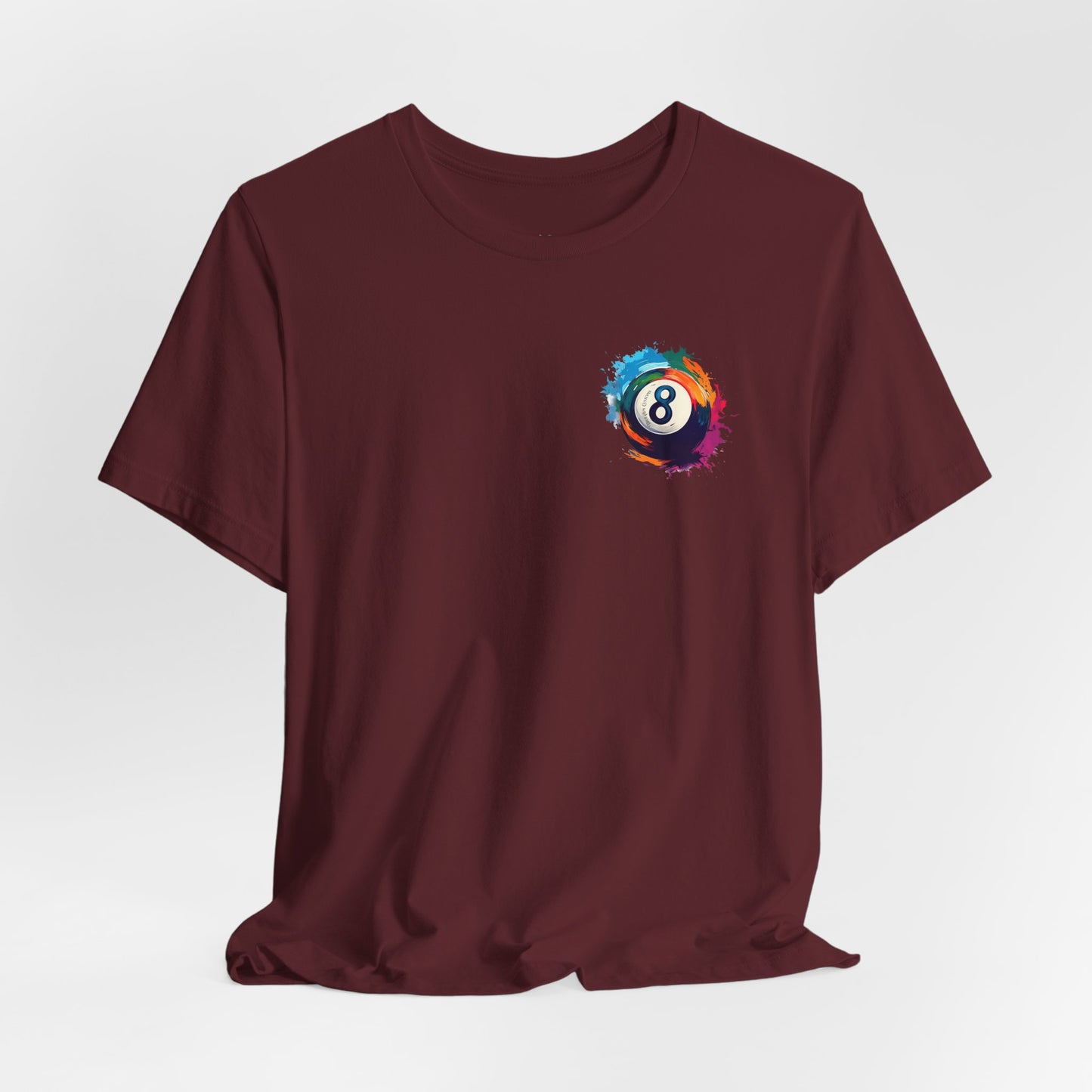 8 Ball Splash T‑Shirt — Colorful Pool Billiards Tee